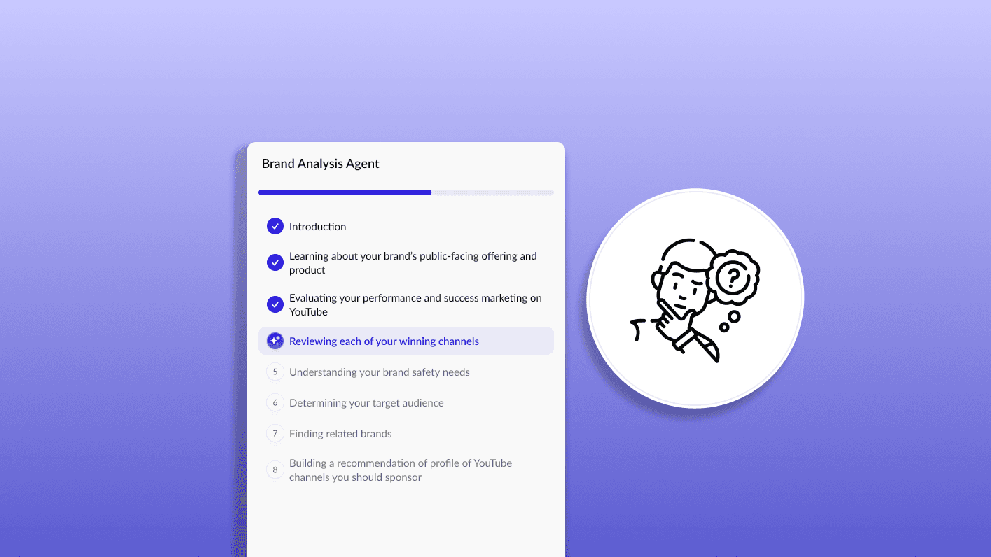 ThoughtLeaders Brand Analysis Agent reviewing a brand's marketing and YouTube channels